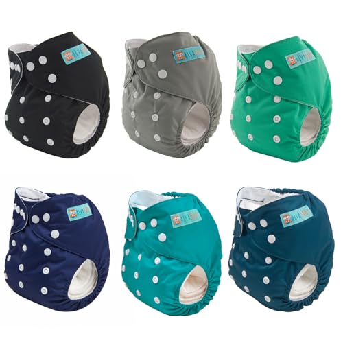 Image of ALVABABY Baby Cloth Diaper 6 Pack with 12 Inserts One Size Cloth Diaper Covers Adjustable Washable Reusable for Baby Girls and Boys