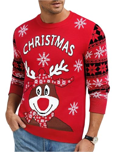 Uniexcosm Weihnachtspullover Herren Lustig Strickpullover Warm...