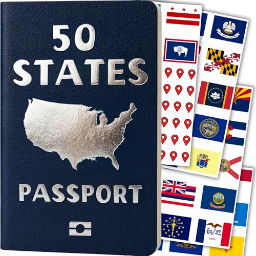 50 States Passport Book - With State Flag Stickers &amp; Travel Tracker Map