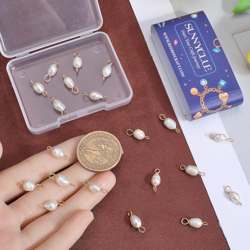 Breloques perles d'eau douce naturelles à double boucle pour création de bijoux DIY - 4