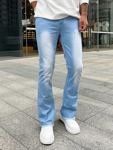 Jeans Pants Trouser Denim Stretch Tight Micro Flared Trendy Street Casual Commuting Straight Leg for Men3