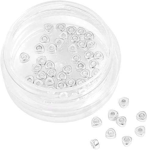 Miniatura 6 de Cuentas espaciadoras triangulares plateadas de 0.098 x 0.059 in, 50 unidades para hacer joyas, no se deslustran