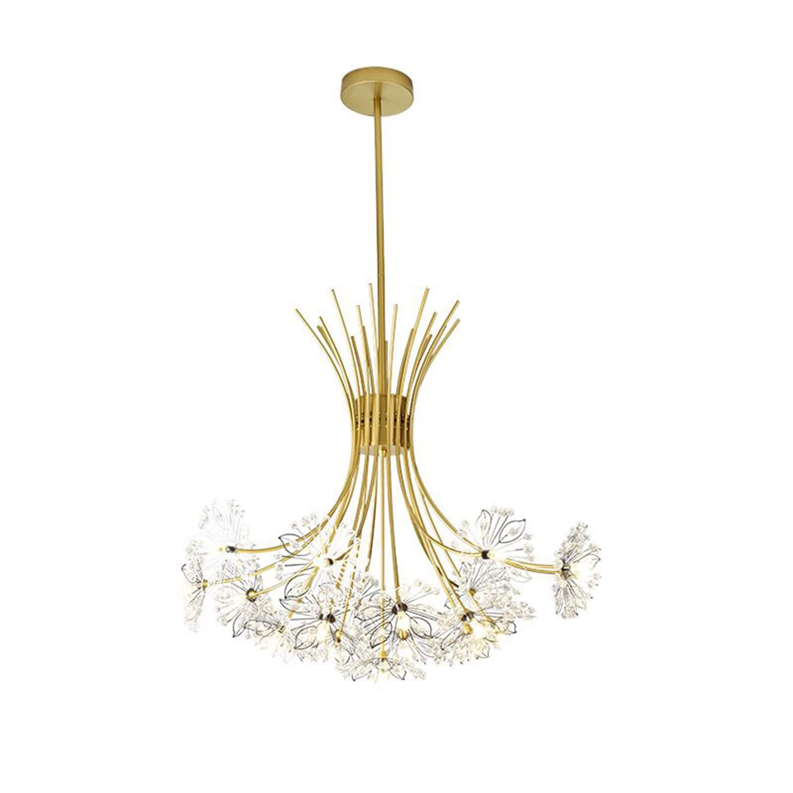 LYMSXAZOU Elegant K9 Crystal Chandelier - Modern Round Design with 19 Light Fixtures Stunning Ceiling for Dining Room Kitchen Living Luxurious Gold Finish