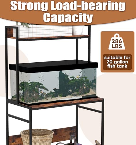 20-29 Gallon Fish Tank Stand with Plant Shelf, Heavy Metal Double Aquarium Stand with Stable Structure, 29.5" x 15.7" Tabletop fits Aquarium, Turtle Tank, or Reptile Terrariums for Home Office - Image 4