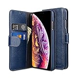 Melkco Apple iPhone 11(6.1インチ)対応 ウォレットブックシリーズ ライチーパターン プレミアム レザーケース (ダークブルー LC)