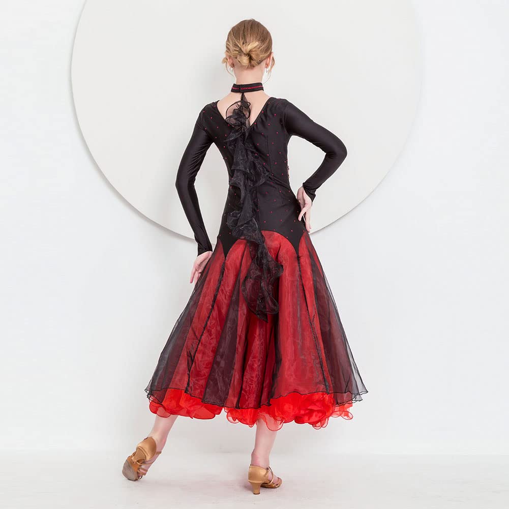 ROYAL SMEELA Vestito Sala Nero Abiti Ballo Sociale Vestito Danza Valzer Tango Vestito da Tango Donne Vestito da Sala Vestiti Ballo Moderno Vestito Valzer Foxtrot Vestiti da Ballo Standard Nazionale