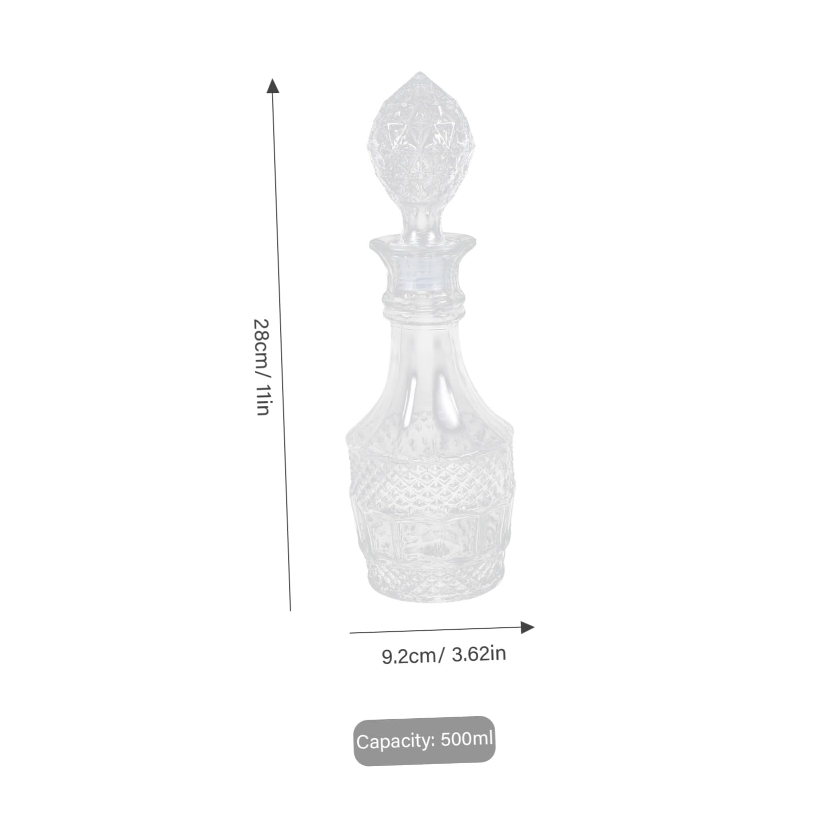 Decanter Per Whisky in Vetro Spesso Da 500ml, Bottiglia Trasparente Per Liquori e Vino, Resistente e Liscia, Adatta Per Bar, Ristoranti e Uso Domestico