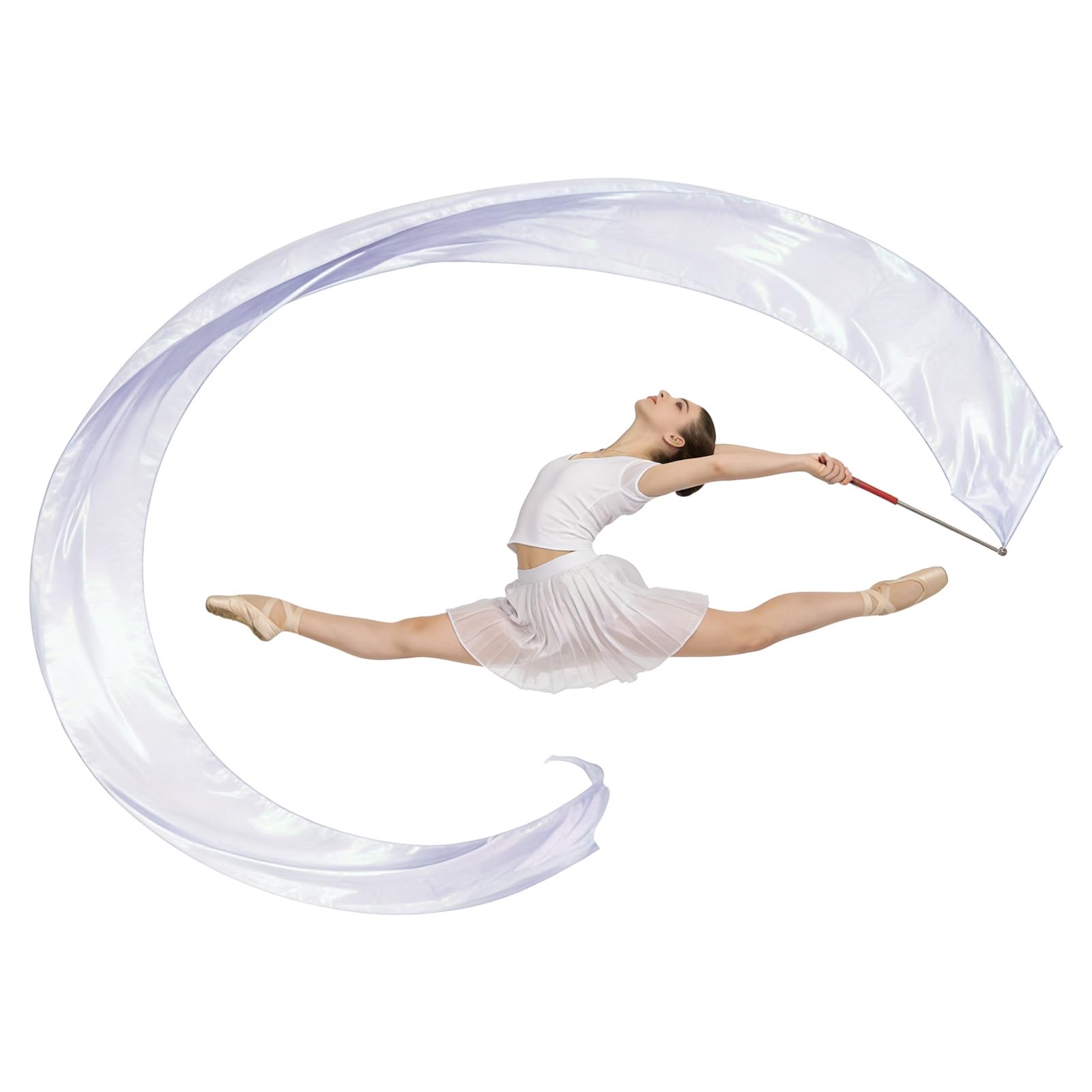 YELARXI Gymnastics Dance Streamer, Church Worship Dance Banner with Scalable Rod 250cm / 98" & Clear-Fitting for (Talent Shows/Artistic Dancing/Baton Twirling/Church Praise)