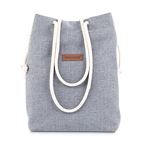 Amazinggirl Bolso mujer a4 - Tote bag bolsa tela bolso shopper mujer con asa de cuerda bolsas de tela Gris Claro Cover