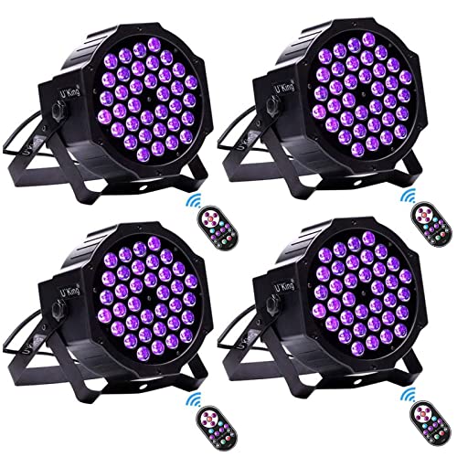 UKing 4pcs Luz LED negra 72 W 36 LED UV Foco de fiesta con mando a distancia y control DMX Glow en...