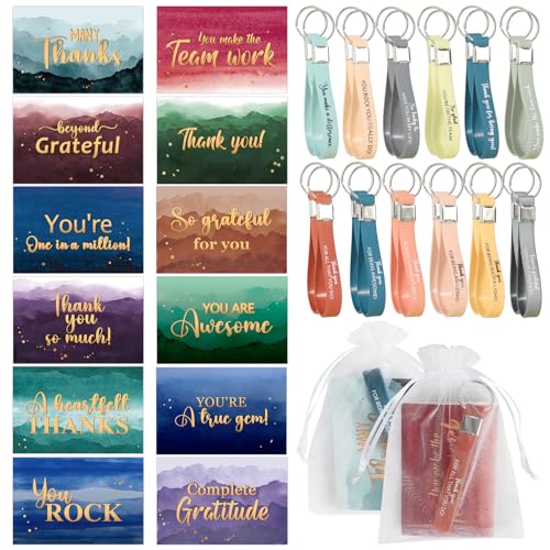 72Pcs Employee Appreciation Gifts Bulk Thank You Cards Keychains ...