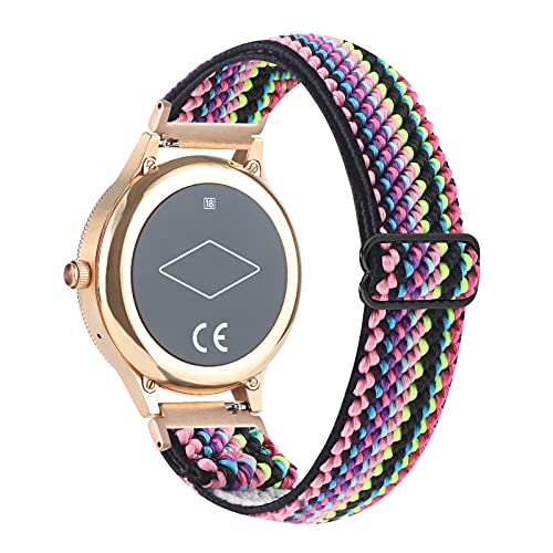 18mm Elastics Adjustable Quick Release Watch Strap Compatible for Fossil Women's Gen 4 Q Venture HR/Fossil Women's Gen 3 Venture Soft Nylon Stretchy Sport Fitness Watch Strap (Colorful Stripes)