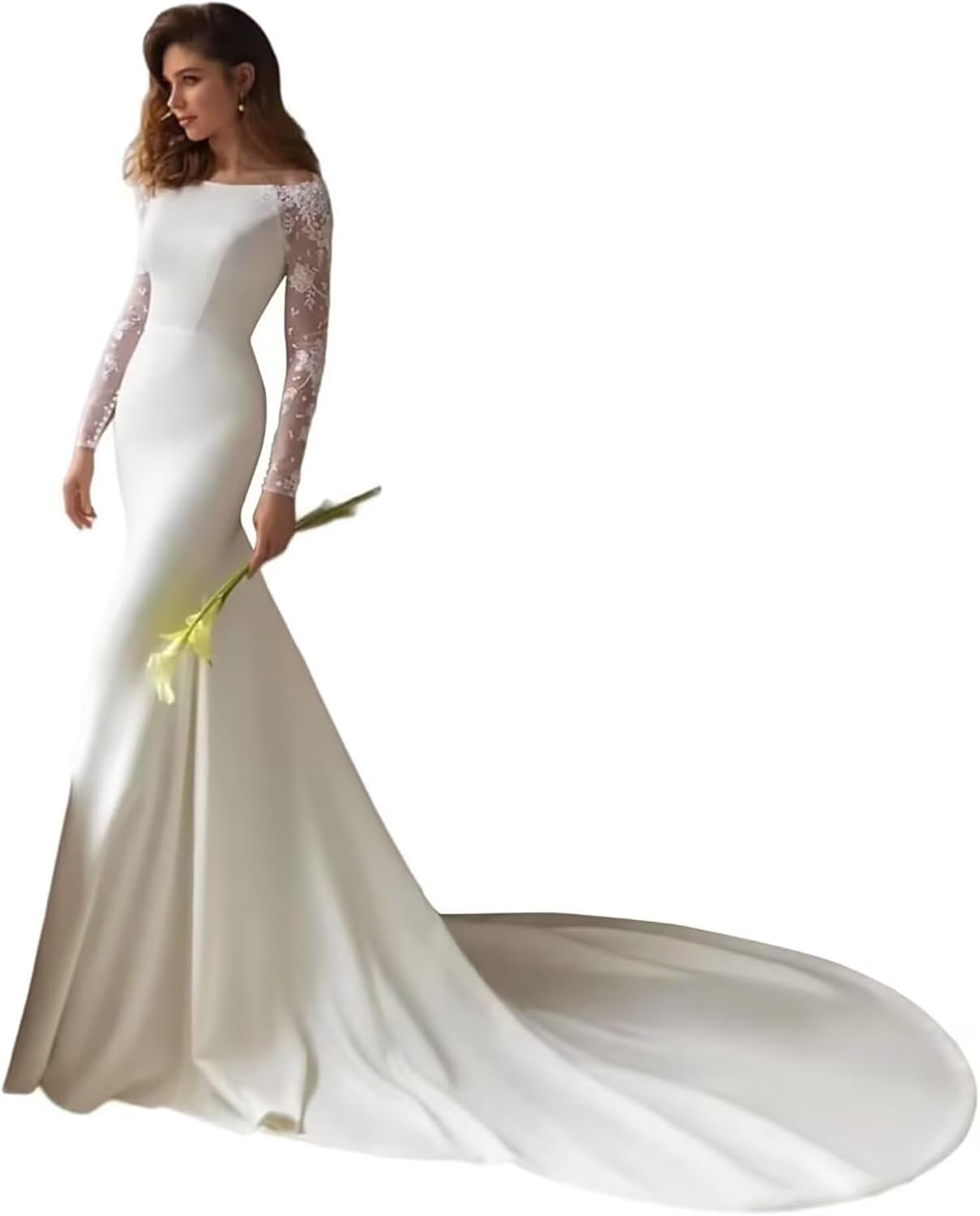 Boho Wedding Dress for Bride Mermaid Beach Bridal Gowns with Train