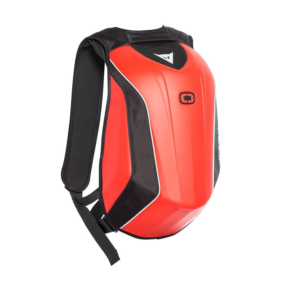 Dainese - D-Mach Travel Backpack, Mochila Moto de Viaje 22.2 L, Impermeable y Aerodinámica con Bolsillo para Ordenador Portátil, Mochila con Estructura Rígida, Protege de la Lluvia, Rojo