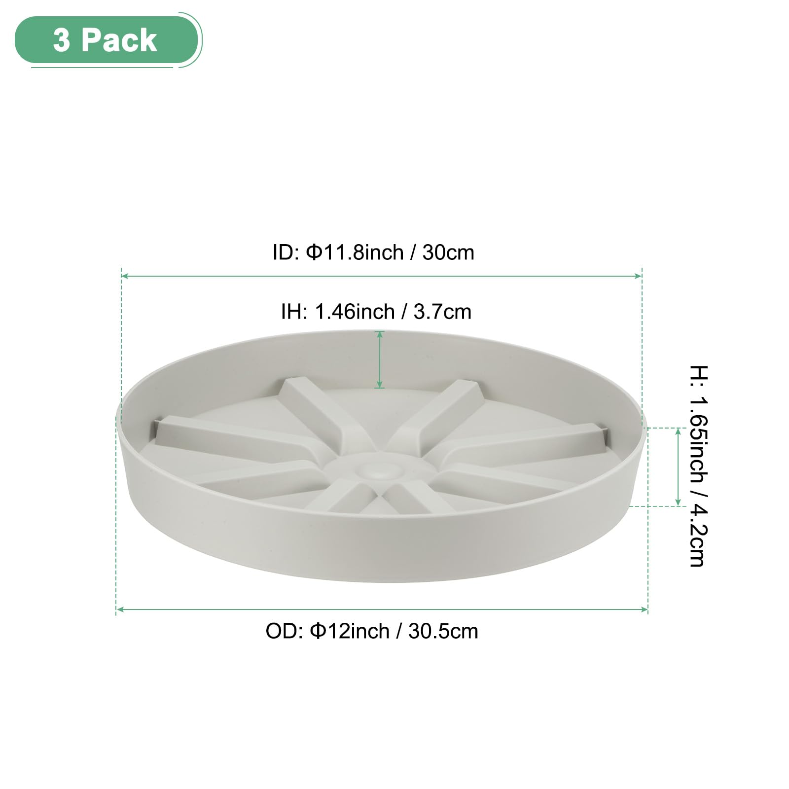 M METERXITY 3-Pack Plant Saucer, 12 Inch Flower Pot Saucers - Image 2