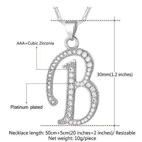 U7 Letter Necklace Platinum Plated Cubic Zirconia Iced Out Pendant Monogram Style Initial Necklace thumb #3