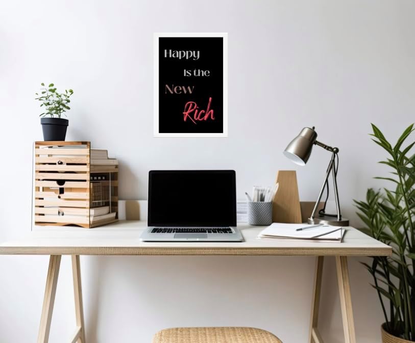 Miniatura 5 de Happy is the New Rich - Arte de pared impreso de 11 x 17 pulgadas, arte de pared motivacional con citas positivas, póster inspirador, decoración de
