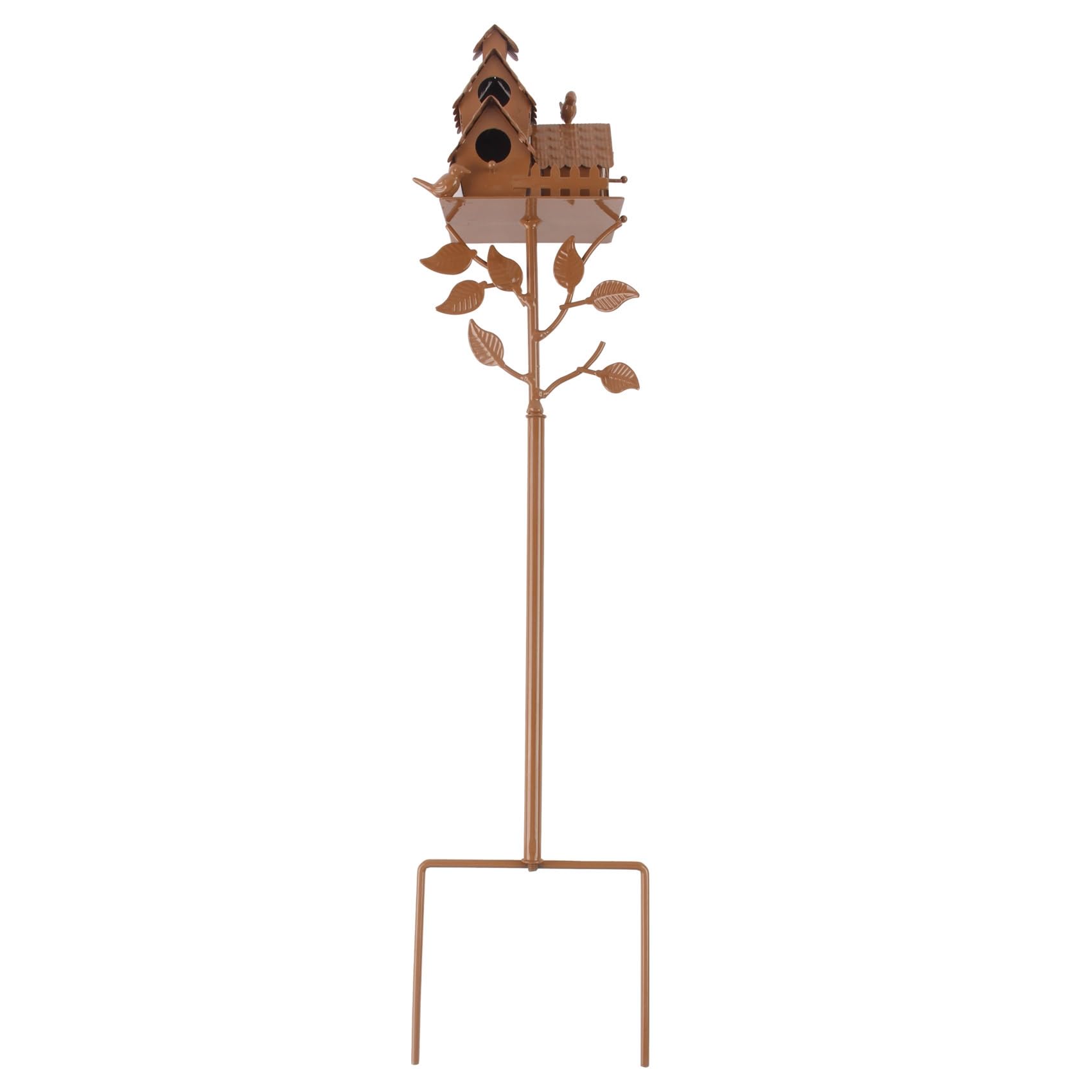 CTRLZS Garden Bird House Metal Bird Feeders Garden Stakes With Pole Bird Houses For Courtyard Backyard Patio Outdoor (Style E)