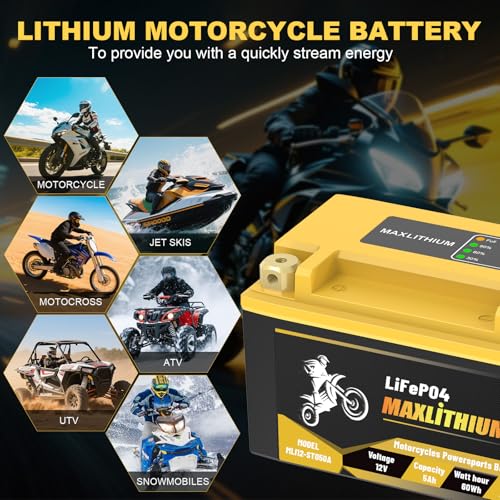 Image of 12V YTX9-BS /YTZ10S /YTZ14S Lithium Motorcycle Battery with Smart BMS, Lightweight & Waterproof - Replacement for YTX7A-B /SYT12A-BS /YTZ12S - Fits for Motorcycle, Moped, ATV, UTV