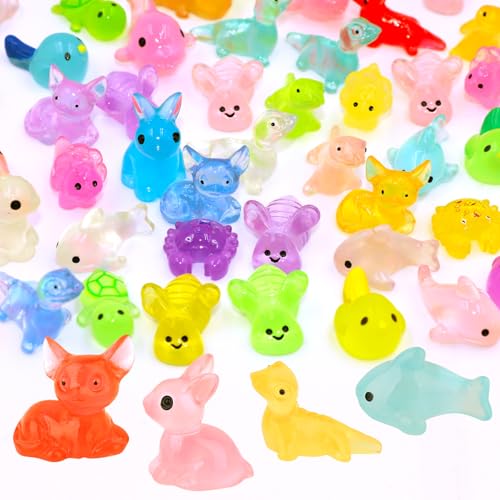 150 Stück Mini Harz Tiere ,Leuchtende Harz Tiere,Bunte Kleine Tierfiguren,Klein Turtles,Kaninchen,Dinosaurier,Krabben DIY Craft Dekorationen Jungen Mädchen Party Mitgebsel
