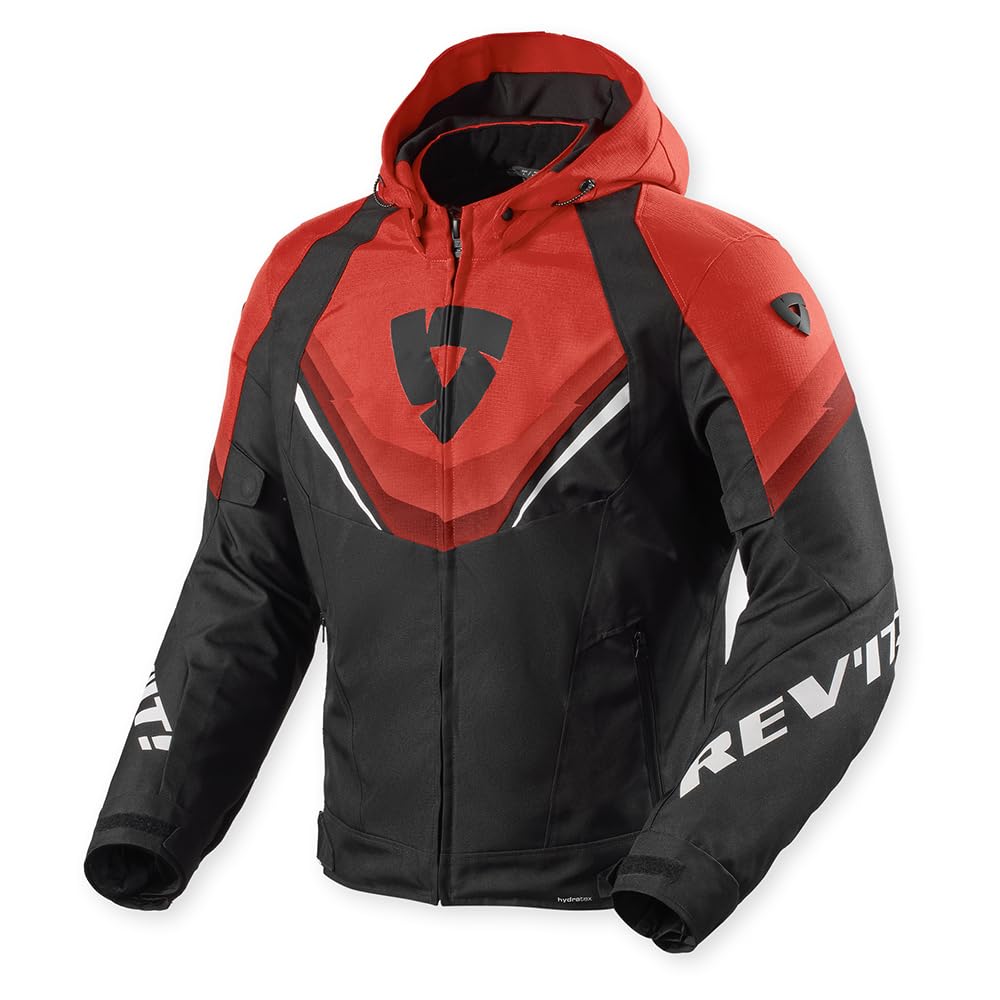 Revit Quantum 3 H2O wasserdichte Motorrad Textiljacke, schwarz/neon-rot, M