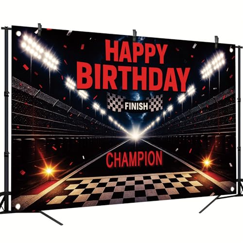 Fondo fotográfico cumpleaños pista de carreras 71x43 pulg miniatura 3