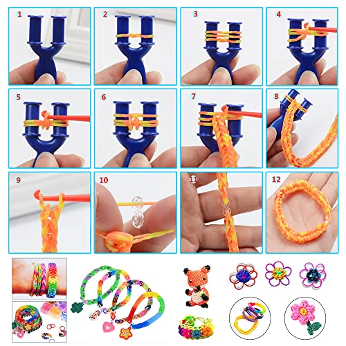 Loops Gummis 3000+ Loom stuhy sada 32 barev chlapci gumové smyčky gumičky gumové pásky dětské kreativní náramky udělej si sám gumové náramky loomband box sada s tkalcovským rámem, přívěsek uzávěry