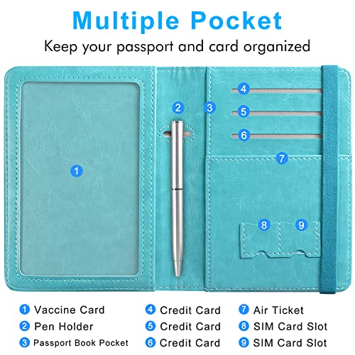 Acdream Passport And Vaccine Card Holder Combo, Cover Case With Cdc Vaccination Card Slot, Leather Travel Documents Organizer Protector, With Rfid Blocking, For Women And Men, Flower #TOP3