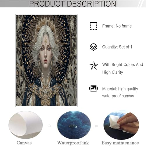 Tableau toile femme cheveux argentés 80x120cm sans cadre or - 7
