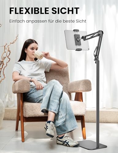 TabHolderix Tablet Bodenständer, 360° Drehbarer Tablet-Ständer, Verstellbare Halterung, Kompatibel mit iPad und Kindle… – Ansicht 3