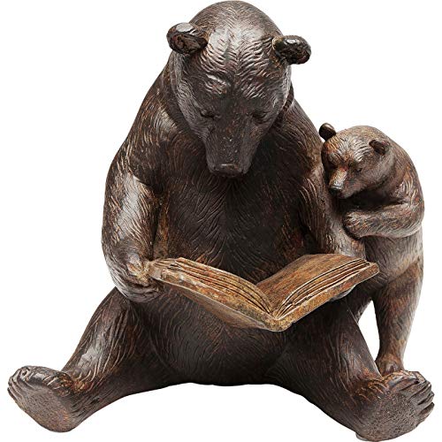 Kare Design figura deco Reading Bears, sala de estar, mãe e filho, poliresina, feito à mão