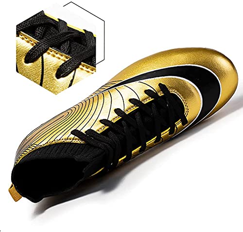 Foto von IFIKK Fußballschuhe Herren Spike Cleats Athletics Spikes Fußballschuhe Unisex-Kinder Trainingsschuhe Professionelle Turnschuhe Outdoor Sport Fußball Stiefel Wettkampf (Hoch Stil 1, EU35)