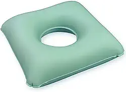 Almofada Inflável Ortopédica com Orifício, 45x45cm, Suporta 130kg, para Cadeira de Rodas, Escritório e Pós-Cirúrgico, Verde Menta
