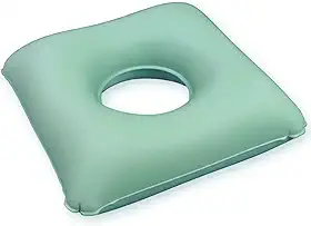 Almofada Inflável Ortopédica com Orifício, 45x45cm, Suporta 130kg, para Cadeira de Rodas, Escritório e Pós-Cirúrgico, Verde Menta
