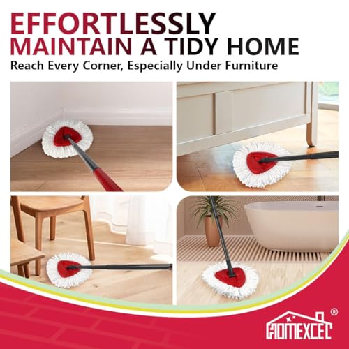 Image of HOMEXCEL Mop Replacement Heads Compatible with O-Cedar EasyWring Spin Mops 3 Pack-Washable Microfiber Spin Head Refills-Easy Cleaning Mop Head Replacement