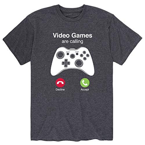 Video Games are Calling - Men's Short Sleeve Graphic T-Shirt Heather Charcoal