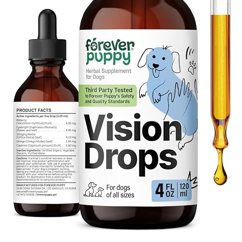 Vision Supplement for Dogs – Eye Tincture for All Breeds & Sizes – Eye Supplements for Dogs w/Bilberry & Eyebright Herb – Liquid Vitamins and Supplements for Eye Care and Vision – 4 oz Vision Supplement for Dogs – Eye Tincture for All Breeds & Sizes – Eye Supplements for Dogs w/Bilberry & Eyebright Herb – Liquid Vitamins and Supplements for Eye Care and Vision – 4 oz