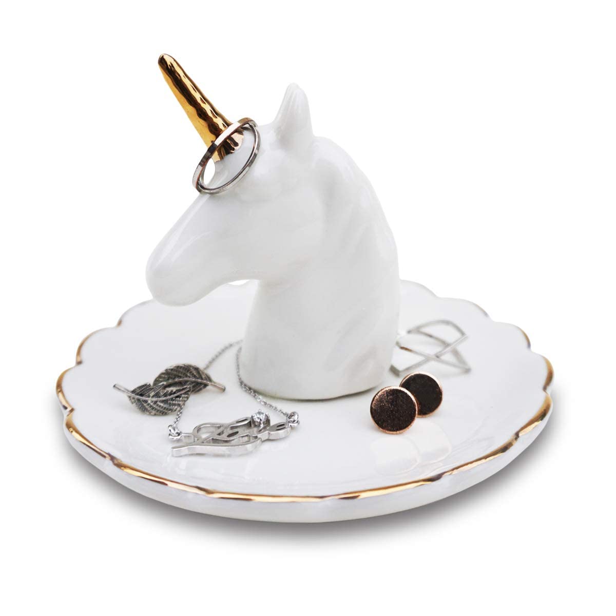 KASTWAVEKASTWAVE Unicorn Ring Holder, Unicorn Decor, Bedroom Decor for Teen Girls, Jewelry Holder Boho, Chic Decor Crystal Jewelry Dish, Tray Ring Holder for Jewelry Ring Holder Dish Jewelry Holder Ceramic