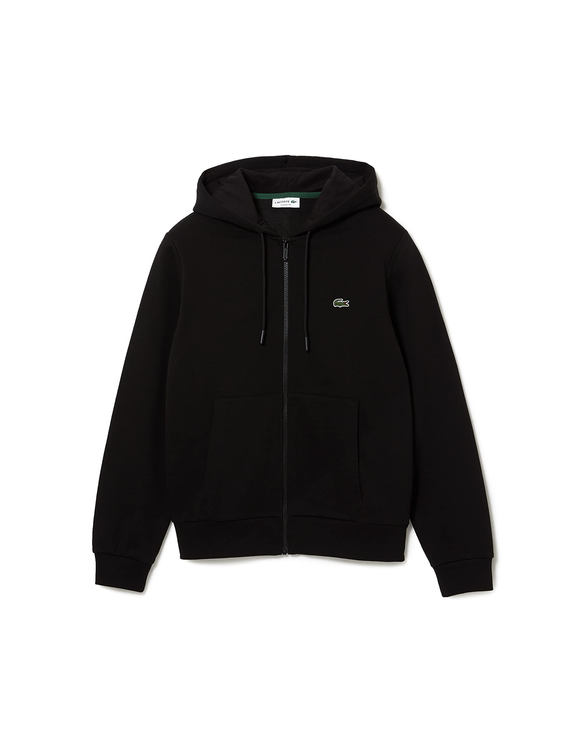 Lacoste Men's Noir Zip-Up Hoodie Fleece Jacket, Xl