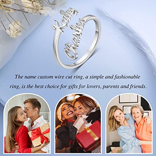 Personalized Name Ring for Women, Promise Rings for Her Custom Adjustable Names Rings Custom Jewelry for Sister Best Friend4