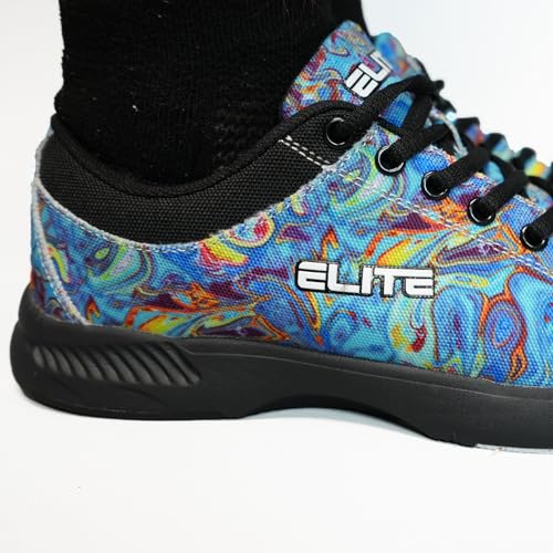 ELITE Women's Blue Swirl Bowling Shoes - Adjustable Fit, Slide Soles, Komfort-Lite Comfort, and Lightweight3