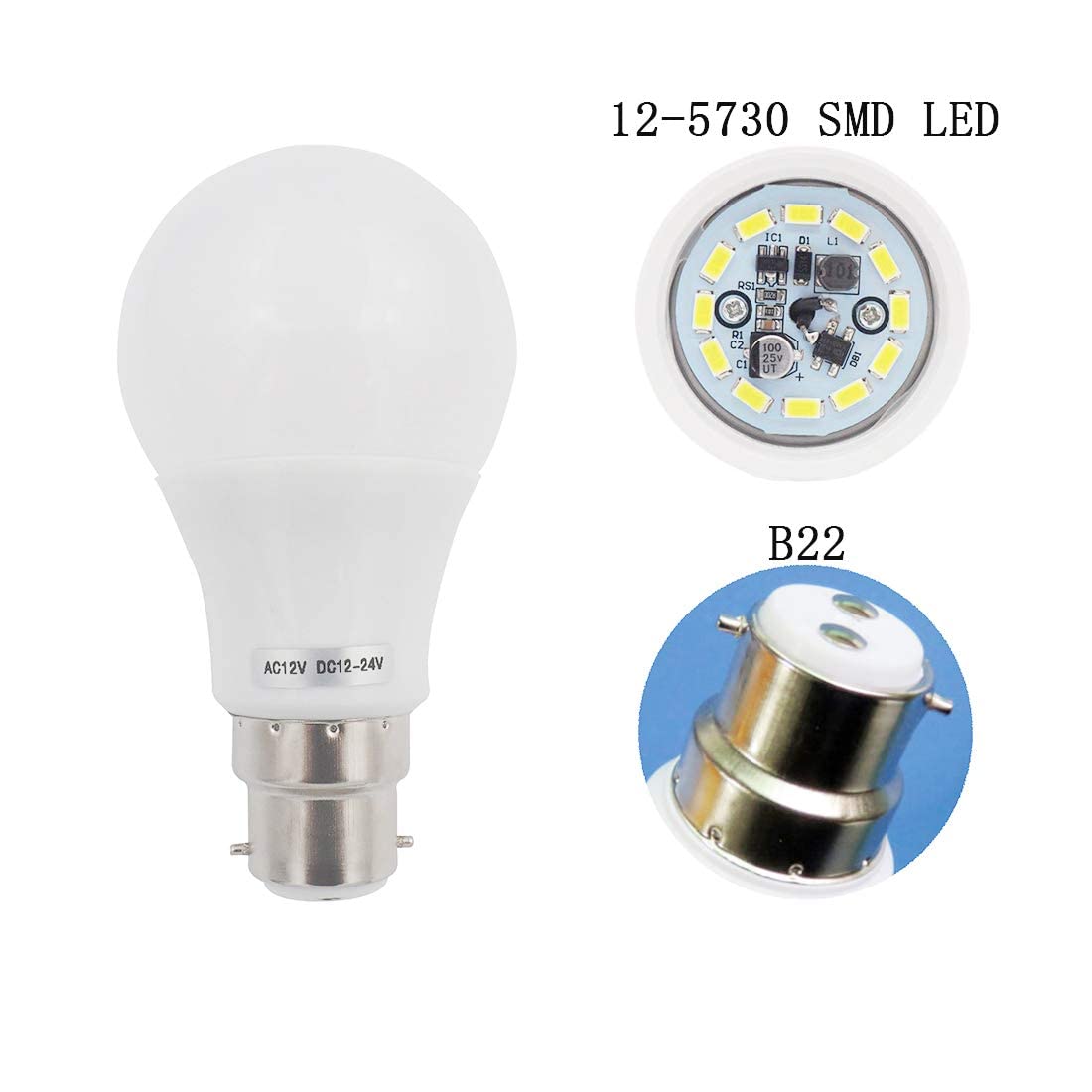 GRV E27 5W SMD LED AC12V/DC 12V-24V Light Bulb 40W Incandescent Replacement for RV,Boat,Indoor Low Voltage Security Lighting Cool White 2 Pack (Non-Household Lighting) - Image 2