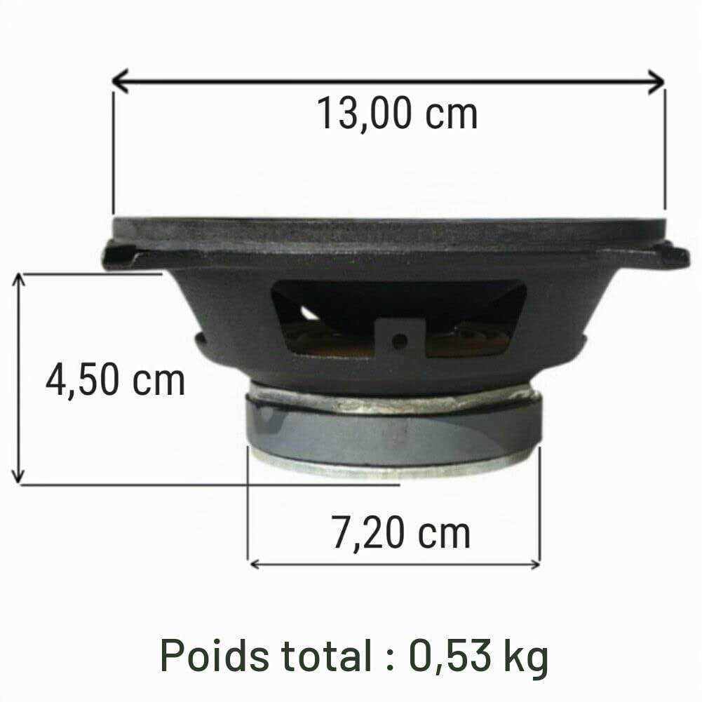KIT Set pour CIARE CW130Z 1 woofer 13 cm 130 mm de diamètre, 50 Watts rms 100 Watts Max, impédance 4 ohm, Portes, Voiture, Suspension en Caoutchouc, 1 pièce + 5 Autocollants gratuits