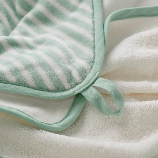 ProTuning LEN Asciugamano bambino con cappuccio, motivo bianco/blu/strisce, 80x80 cm