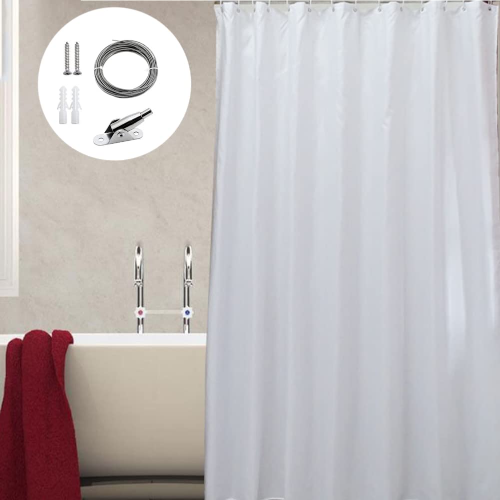 Kit Completo Para Colgar Cortinas - Incluye Cuerda, Anillas Y Ganchos De Acero Inoxidable | Fácil Instalación, Para Baño O Cualquier Ventana
