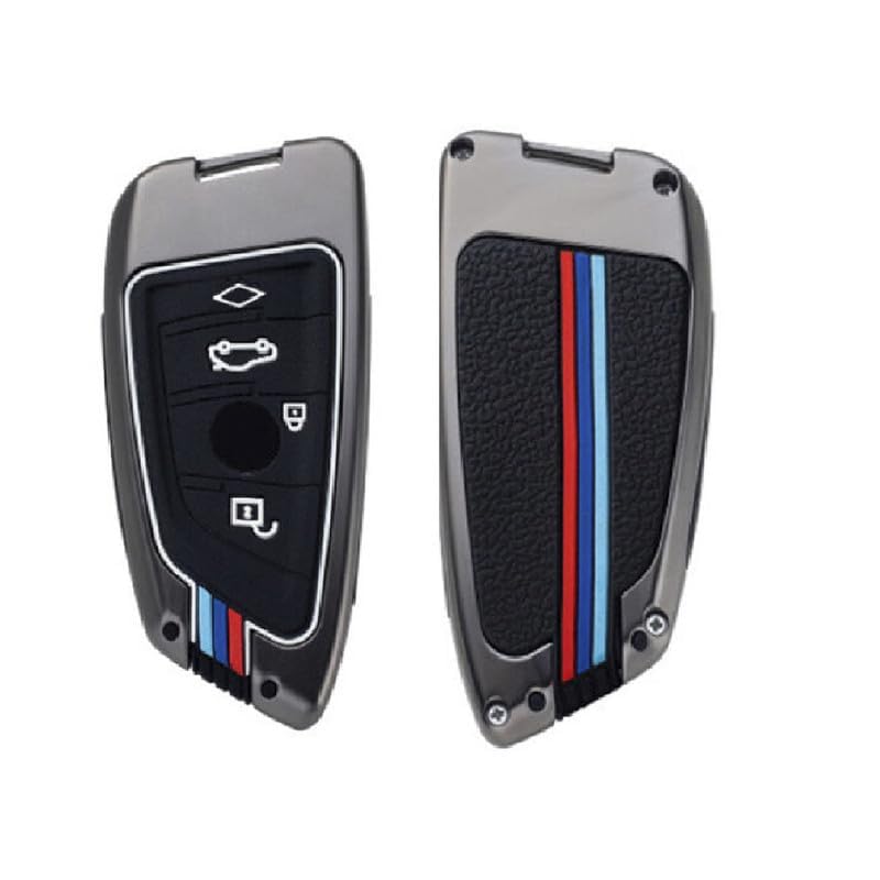 BKN Premium Metal Soft Car Key Shell with Keychain & Full Protection Key Cover for B.M.W. X1 X3 X6 X5 | 3, 5, 6, 7 Series GT Series M, X Series 4 Button Smart Key