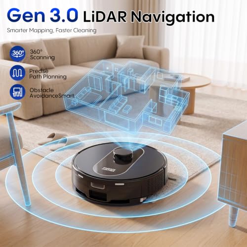 Image of Robot Vacuum and Mop Combo, 6000Pa Robotic Vacuum with Mapping, Self-Emptying Station for 90 Days Hands-Free, LiDAR Navigation, Wi-Fi /App /Alexa Voice Control, for Carpets & Hard Floors