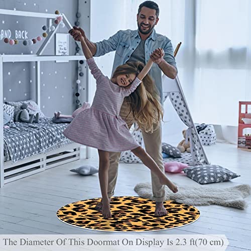 Tapis léopard rond lavable et antidérapant pour chambre d'enfant