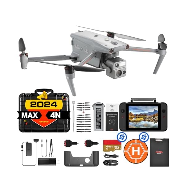 Autel Robotics EVO MAX 4N Drone, Starlight Night-Vision/Wide/Thermal/L~aser 4 Cameras in One UAV, A-Mesh 1.0, 720° Obstacle Avoidance, Triple Anti-Jamming, Hot-Swappable, 42 Mins, IP43, Autel SDK