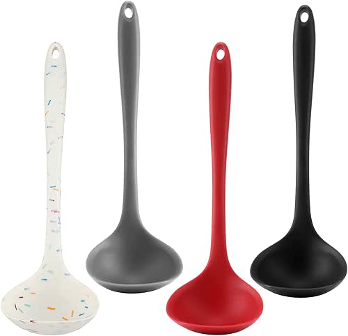 4 Pieces Silicone Ladles for Cooking - 4 Colors Middle
